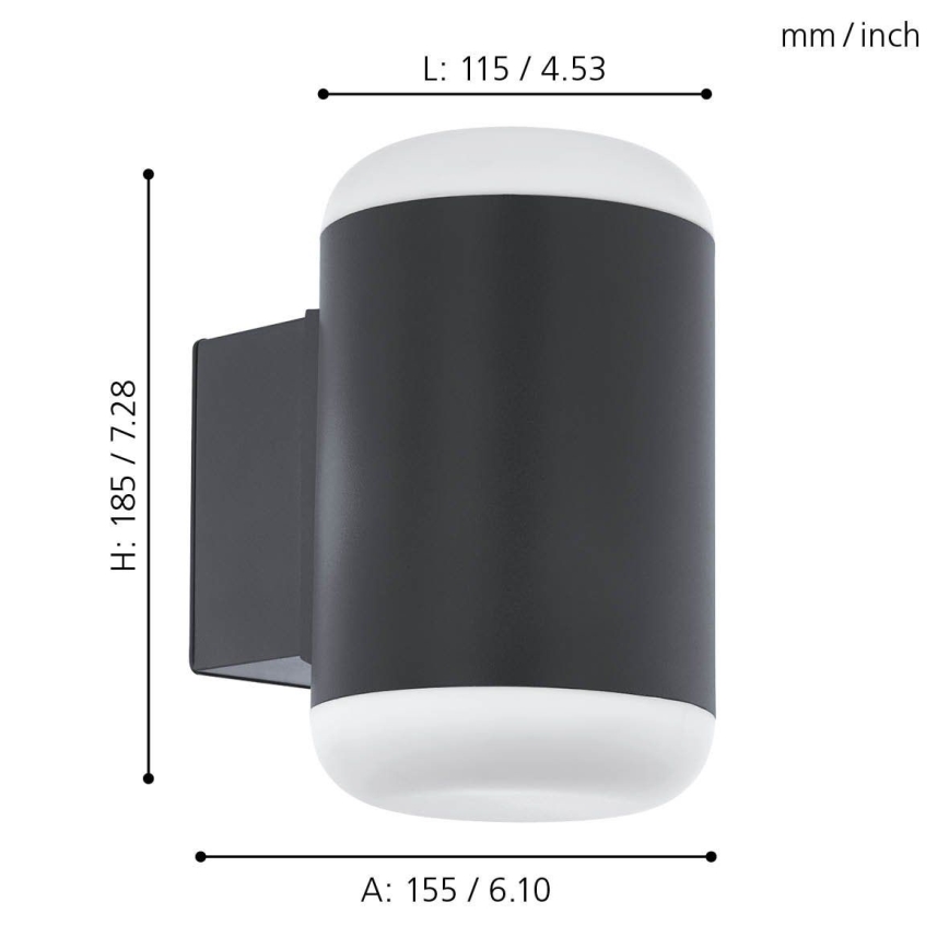 Eglo 97844 - Spoljašnja zidna lampa MERLITO 1xE27/10W/230V IP44 crno