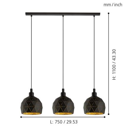 Eglo - Luster na sajli 3xE14/40W/230V