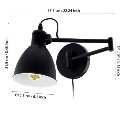 Eglo - Zidna lampa 1xE27/10W/230V