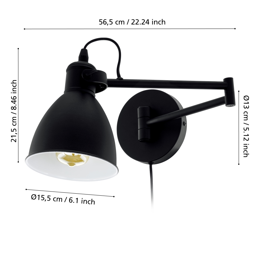 Eglo - Zidna lampa 1xE27/10W/230V