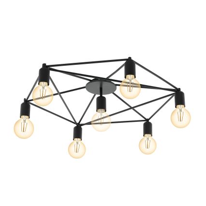 Eglo - Prikačeni luster 7xE27/60W/230V crno