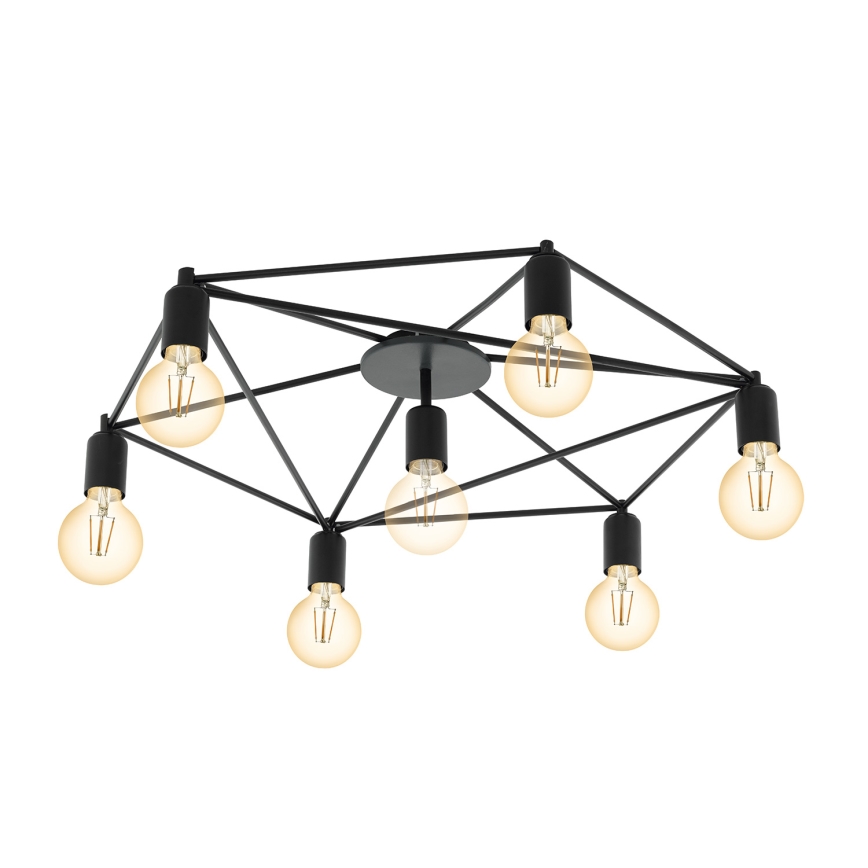 Eglo - Prikačeni luster 7xE27/60W/230V crno