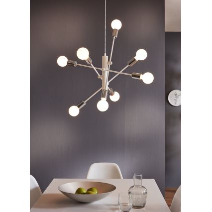 Eglo - Luster na sajli 8xE27/60W/230V bela