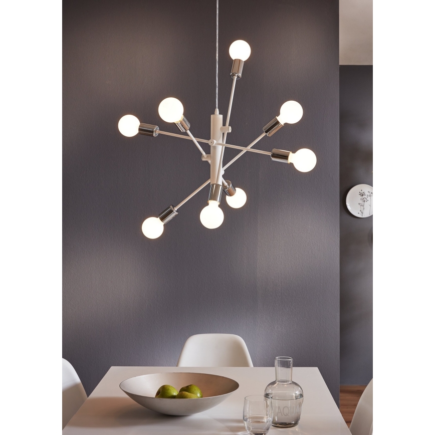 Eglo - Luster na sajli 8xE27/60W/230V bela