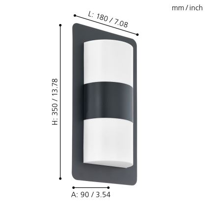 Eglo - Spoljašnja zidna lampa 2xE27/10W/230V antracit IP44
