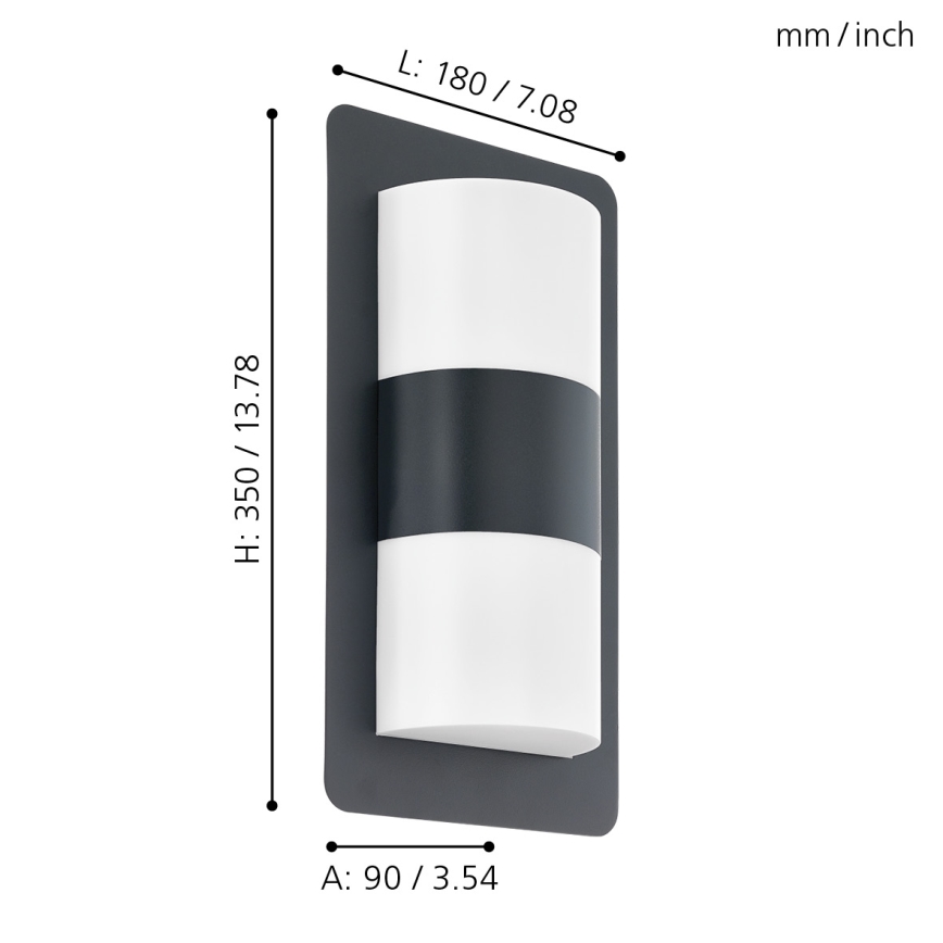 Eglo - Spoljašnja zidna lampa 2xE27/10W/230V antracit IP44
