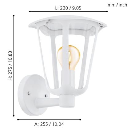 Eglo - Spoljašnja zidna lampa 1xE27/60W/230V IP4bijela