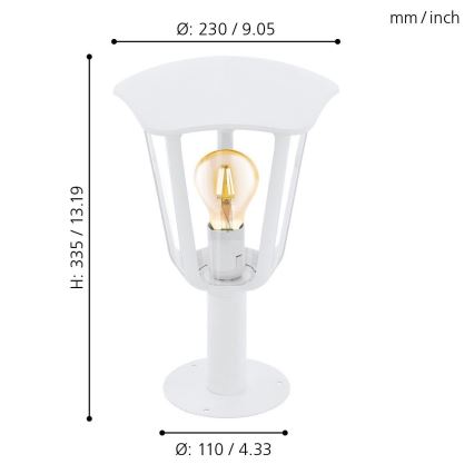 Eglo 98117 - Spoljašnja lampa MONREALE 1xE27/60W/230V IP44 visina 335 bela