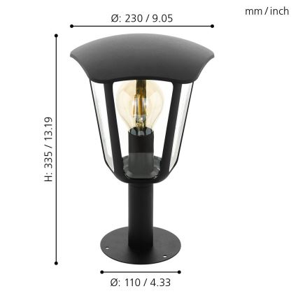 Eglo - Spoljašnja lampa 1xE27/60W/230V IP4visina 335 crno