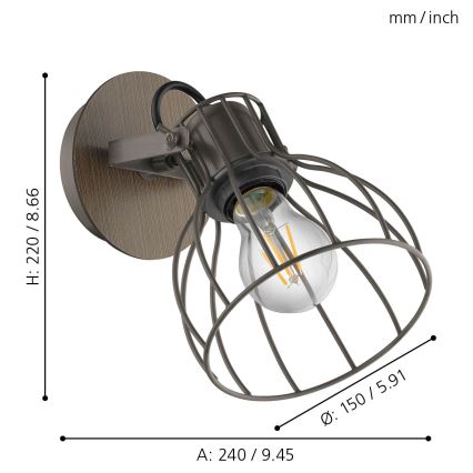 Eglo - Zidna reflektorska lampa 1xE27/40W/230V