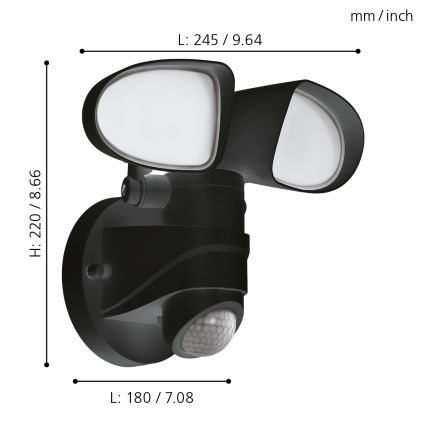 Eglo - LED Spoljašnja lampa sa senzorom 2xLED/7,5W/230V IP44