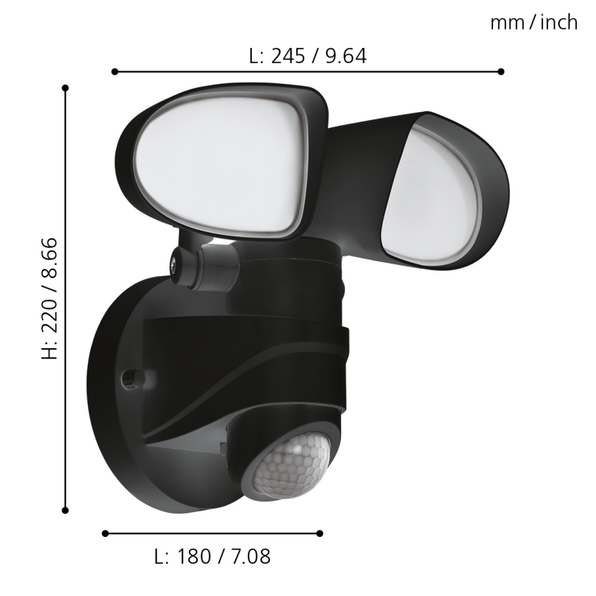 Eglo - LED Spoljašnja lampa sa senzorom 2xLED/7,5W/230V IP44