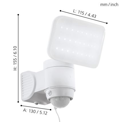Eglo - solarno LED zidno svetlo sa senzorom LED/3,7V 1800 mAh IP44