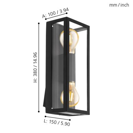 Eglo - Spoljašnja zidna lampa 2xE27/60W/230V IP44