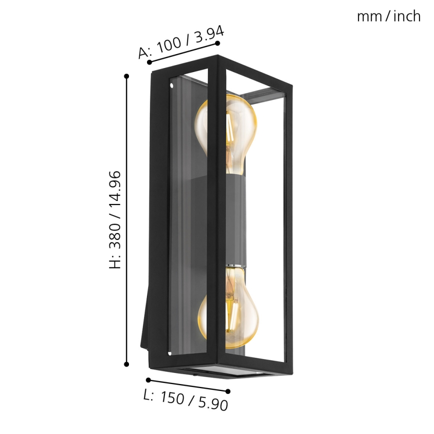Eglo - Spoljašnja zidna lampa 2xE27/60W/230V IP44