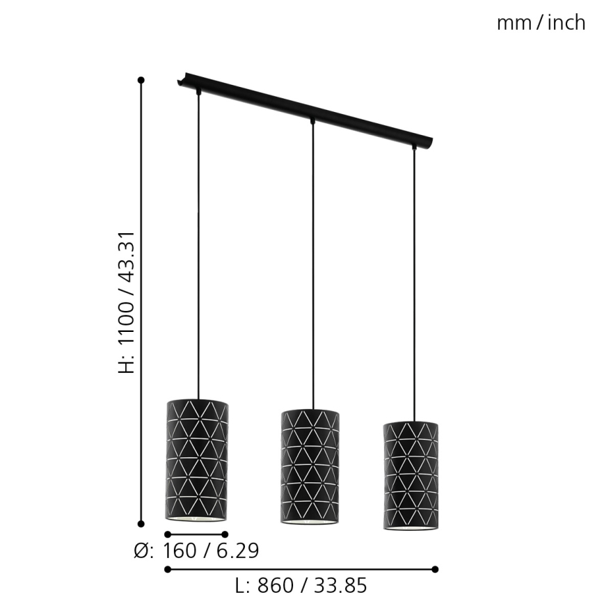 Eglo - Luster na sajli 3xE27/40W/230V