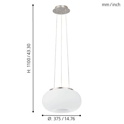 Eglo - LED RGB Prigušivi luster na sajli OPTICA-C LED/21W/230V pr. 37,5 cm
