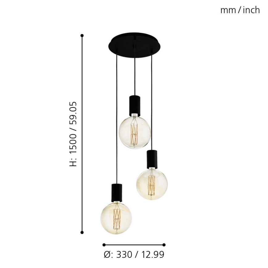 Eglo - Luster na sajli 3xE27/40W/230V