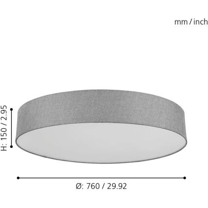 Eglo - LED RGBW Prigušiva plafonjera ROMAO-C LED/45W/230V + Daljinski upravljač