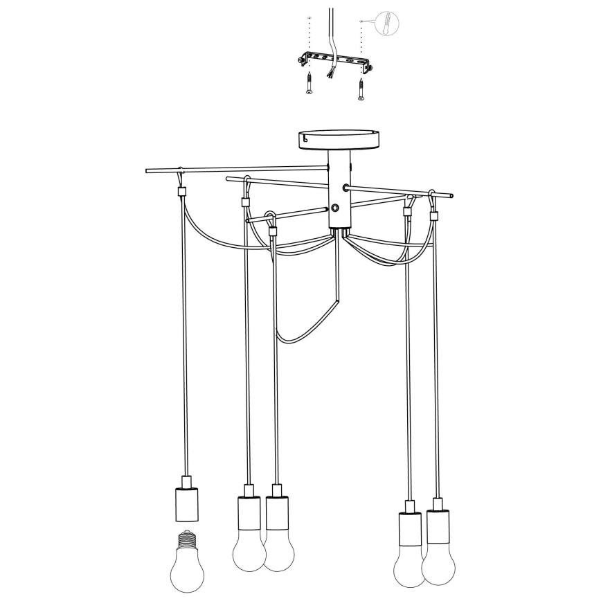 Eglo - Luster na sajli 6xE27/60W/230V pauk