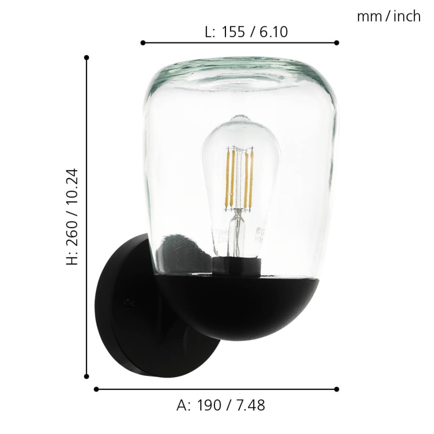 Eglo - Spoljašnja zidna lampa 1xE27/60W/230V IP44