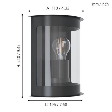 Eglo - Spoljašnja zidna lampa 1xE27/28W/230V IP44