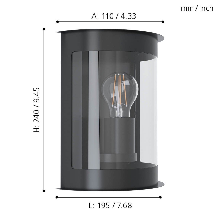 Eglo - Spoljašnja zidna lampa 1xE27/28W/230V IP44