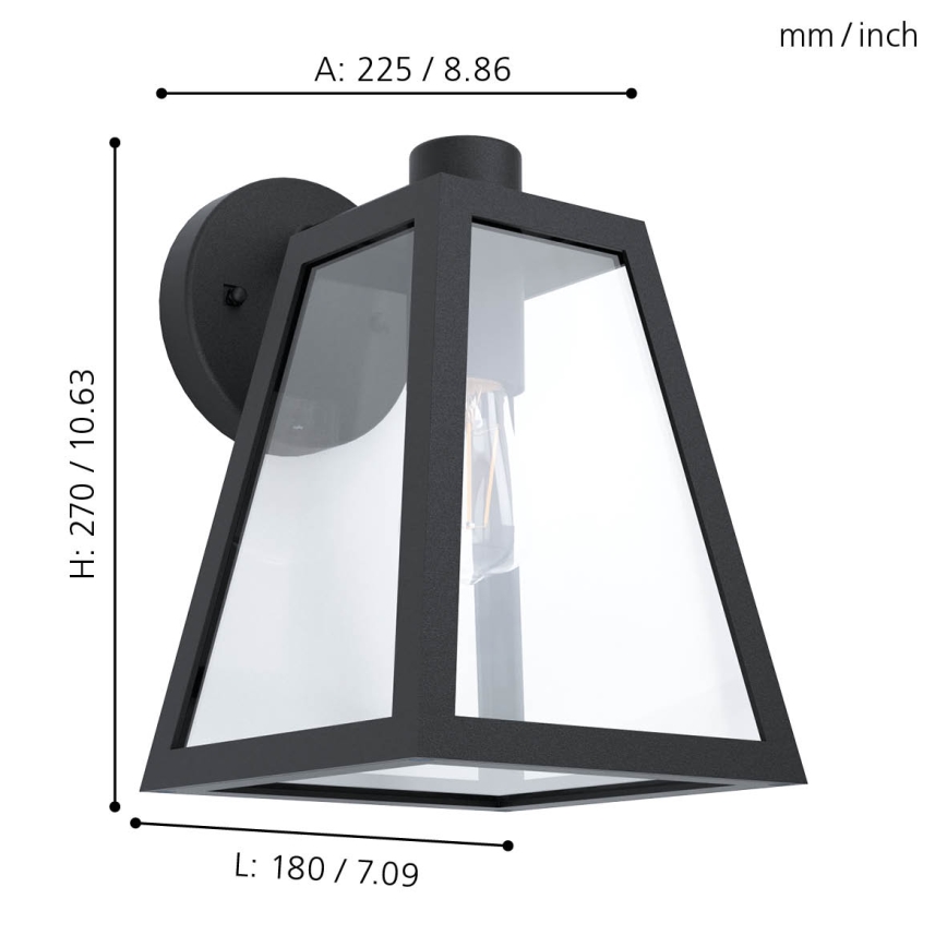 Eglo - Spoljašnja zidna lampa 1xE27/60W/230V IP44