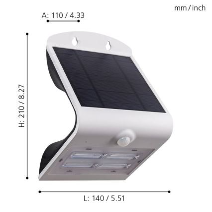 Eglo - Solarna lampa sa senzorom LED/3,2W/3,7V IP54