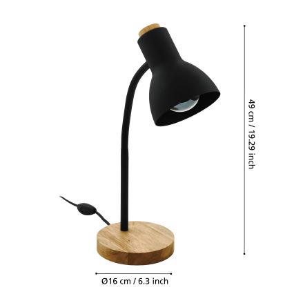 Eglo - Stona lampa 1xE27/40W/230V crno