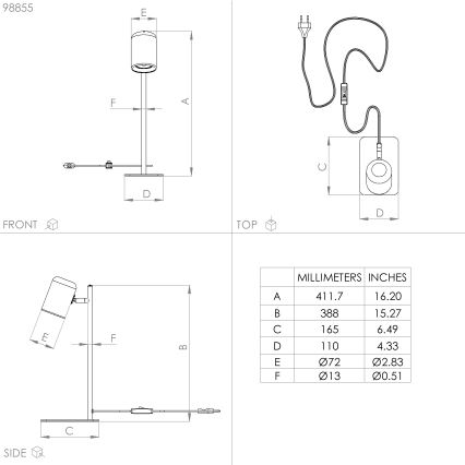 Eglo - LED Stona lampa 1xGU10/4,5W/230V crno