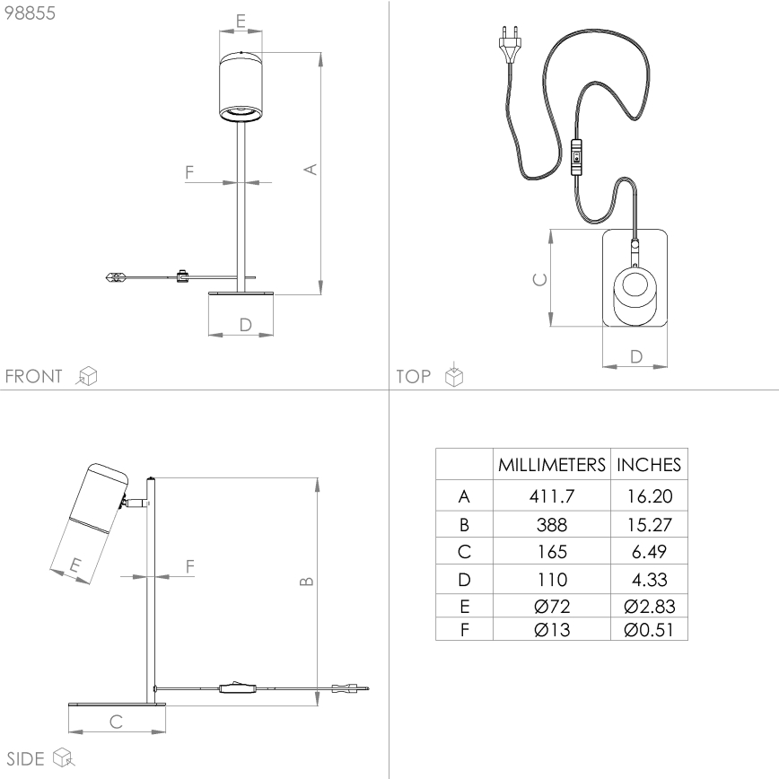 Eglo - LED Stona lampa 1xGU10/4,5W/230V crno