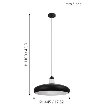 Eglo - LED RGB prigušiva viseća lampa na kablu TABANERA-C 1xE27/9W/230V