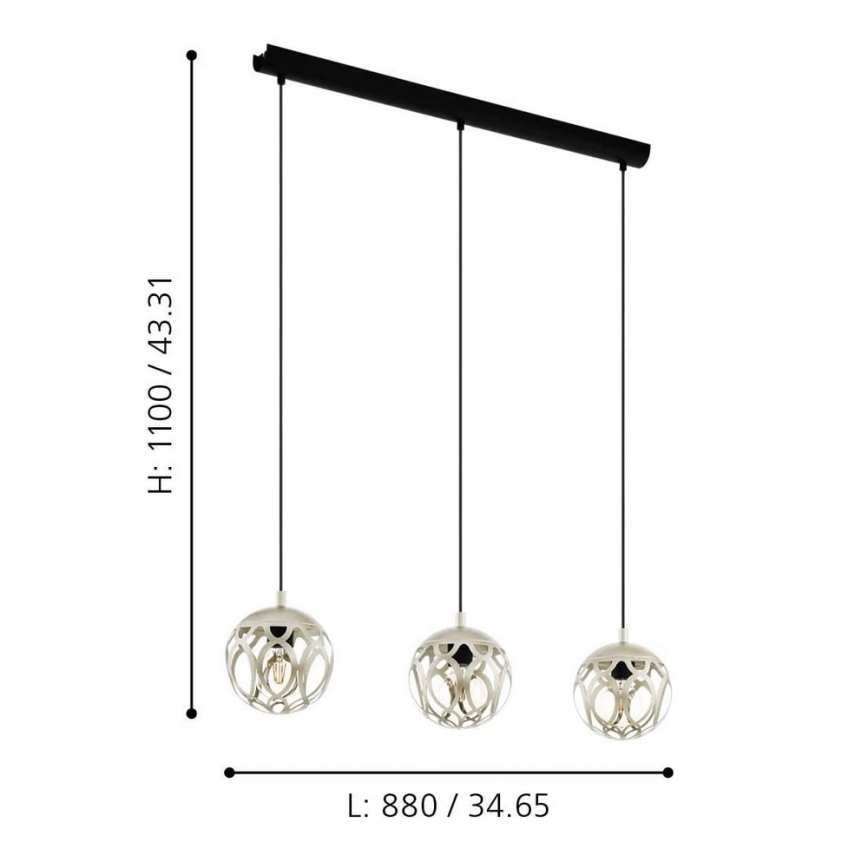 Eglo - Luster na sajli 3xE27/60W/230V