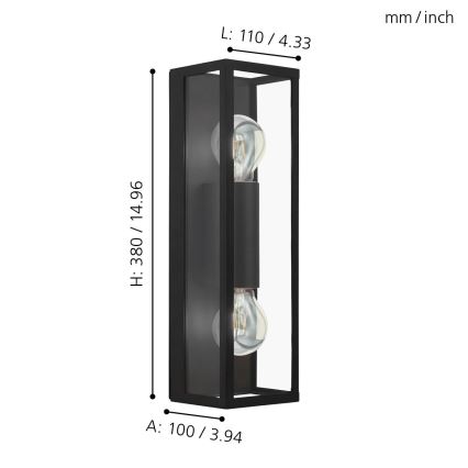 Eglo - Zidna lampa za kupatilo 2xE27/60W/230V IP44