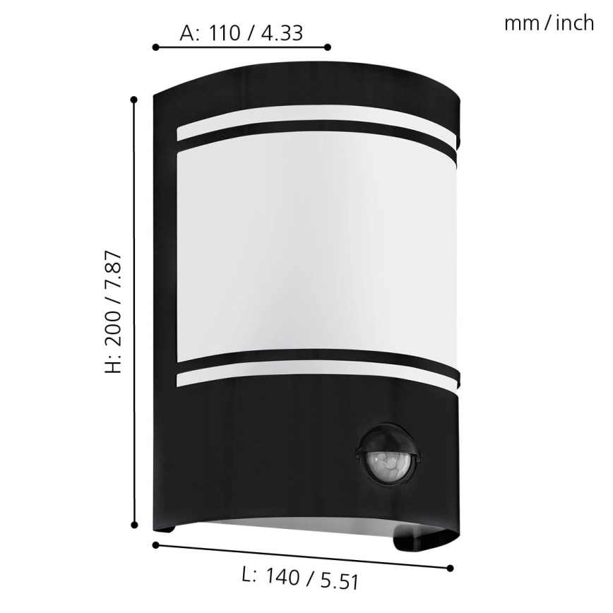 Eglo - Spoljašnje zidno svetlo sa senzorom 1xE27/40W/230V IP44