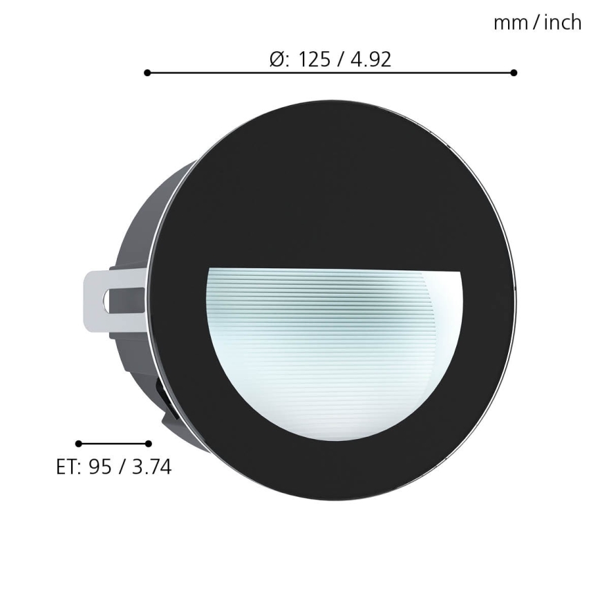 Eglo - LED Spoljašnje ugradbeno svetlo LED/2,5W/230V IP65 crno