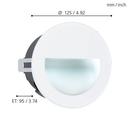 Eglo - LED Spoljašnje ugradbeno svetlo LED/2,5W/230V IP65 bela