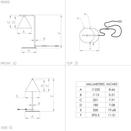 Eglo - Stona lampa 1xE27/40W/230V