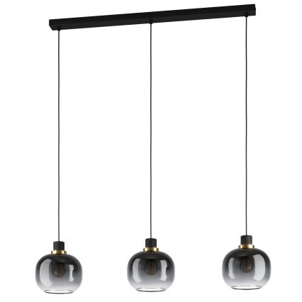 Eglo - Luster na sajli 3xE27/40W/230V sivo