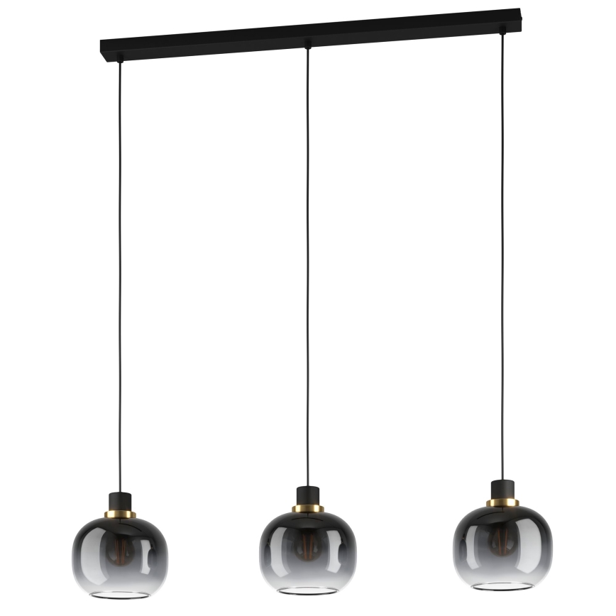 Eglo - Luster na sajli 3xE27/40W/230V sivo