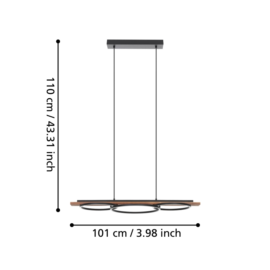 Eglo - LED Prigušivi luster na sajli 2xLED/12,5W/230V+1xLED/15,5W 3000K braon/crno