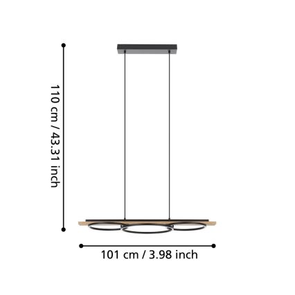 Eglo - LED Prigušivi luster na sajli 2xLED/12,5W/230V+1xLED/15,5W 3000K braon/crno