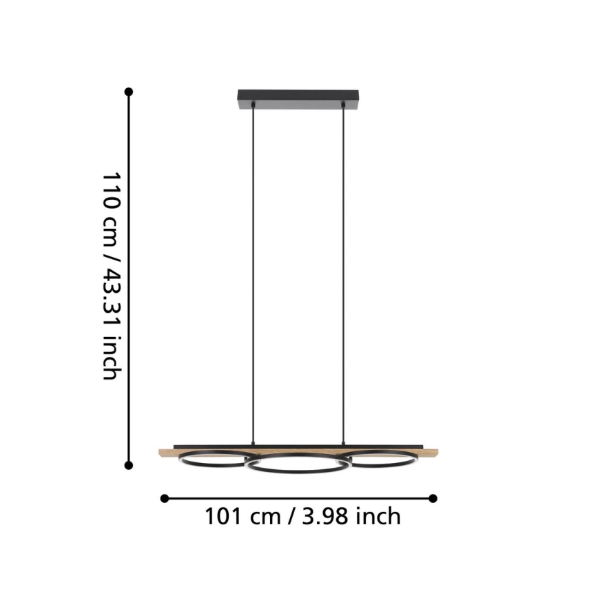 Eglo - LED Prigušivi luster na sajli 2xLED/12,5W/230V+1xLED/15,5W 3000K braon/crno