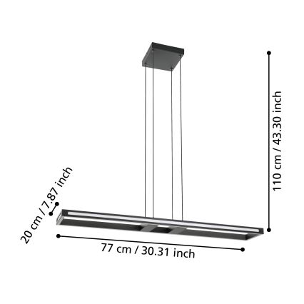 Eglo - LED Prigušivi luster na sajli LED/33W/230V 2700-6500K