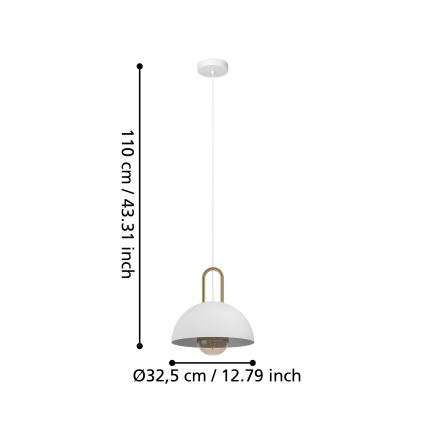 Eglo - Luster na sajli 1xE27/40W/230V bela