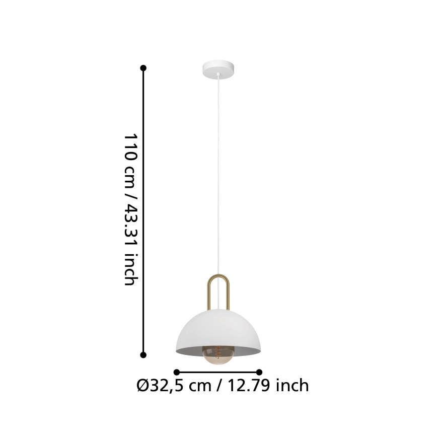 Eglo - Luster na sajli 1xE27/40W/230V bela