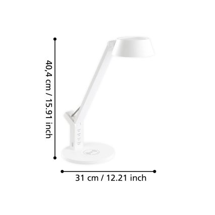 Eglo - LED prigušiva dodirna stona lampa sa bežičnim punjenjem LED/4,8W/230V bela