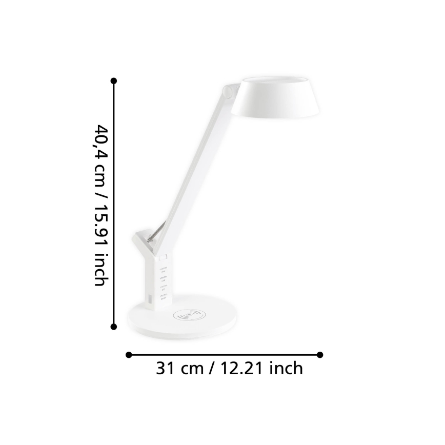 Eglo - LED prigušiva dodirna stona lampa sa bežičnim punjenjem LED/4,8W/230V bela