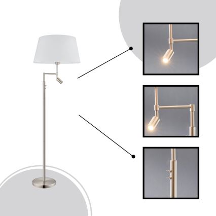 Eglo/Edi Light - LED Podna lampa SANTANDER 1xE27/11W/230V + LED/2,3W mat krom